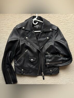 Mackage - Baya Black Leather Moto Jacket with Silver Hardware 🖤